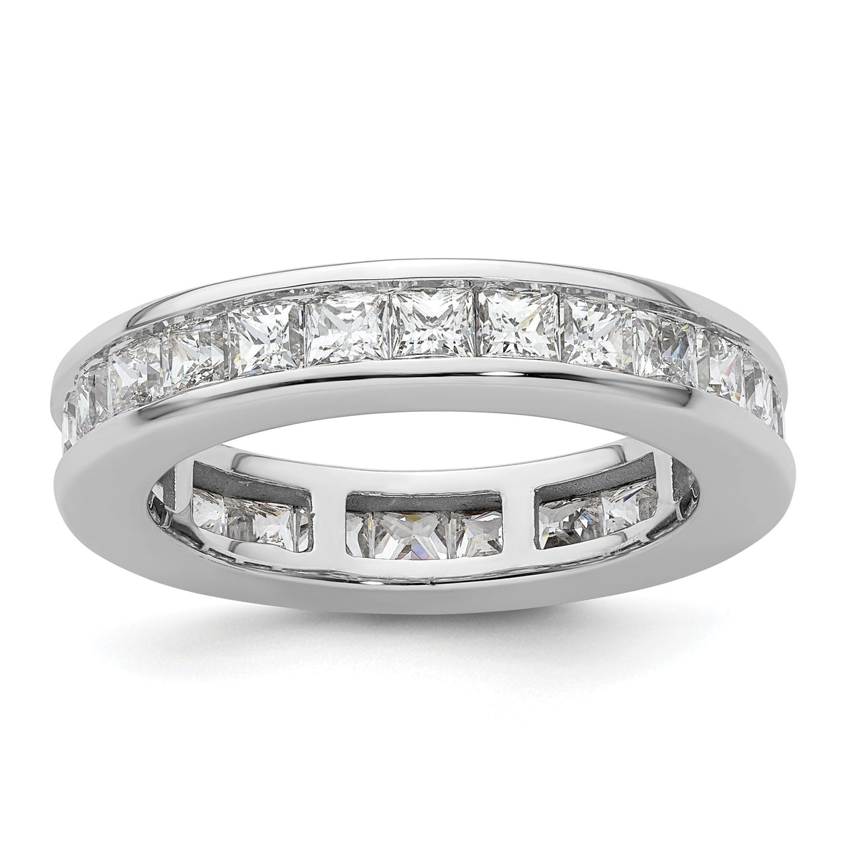 14k White Gold 3 carat Lab Grown Diamond VS+ F+ Princess Complete Channel Set Eternity Band, Size 8–8.5 - Sophia Jewelers Main image