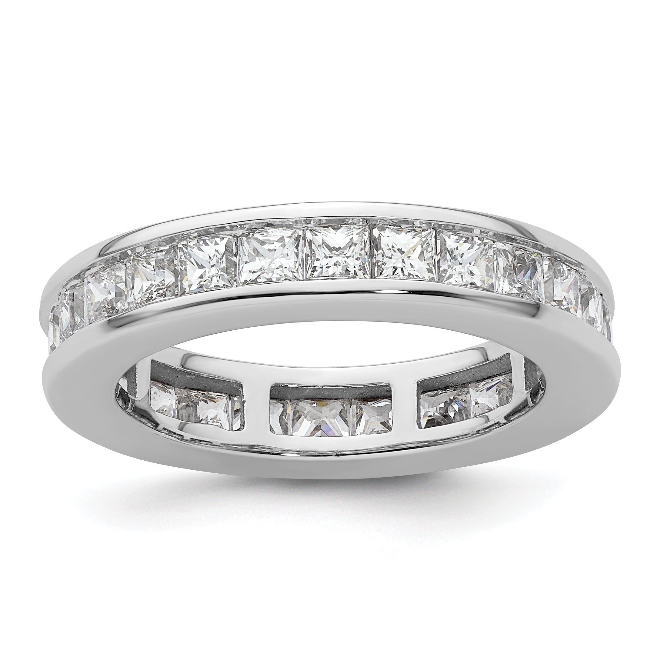 14k White Gold 3 carat Lab Grown Diamond VS+ F+ Princess Complete Channel Set Size 8 Eternity Band