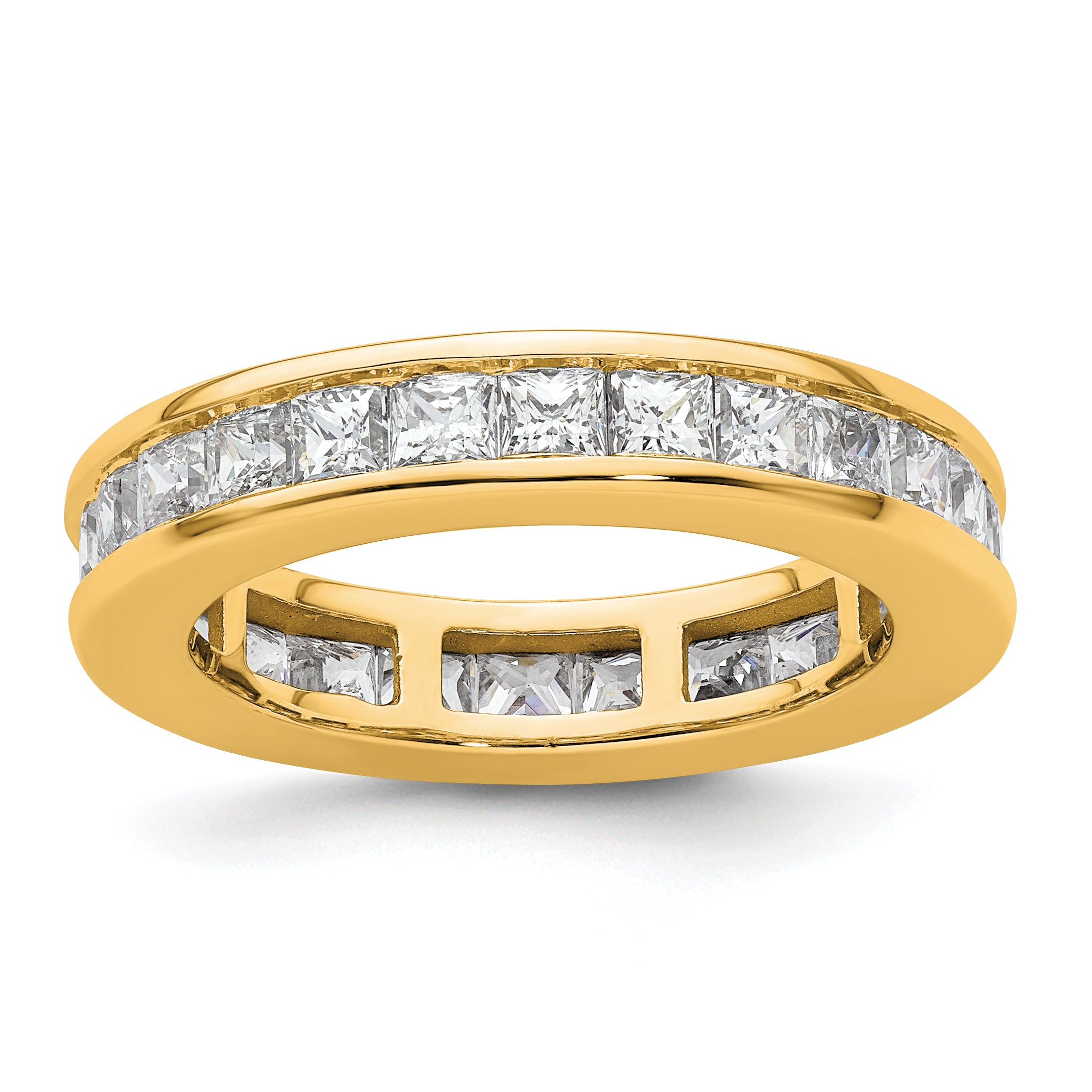 14k 3 carat Lab Grown Diamond VS+ F+ Princess Complete Channel Set Size 8 Eternity Band Main image