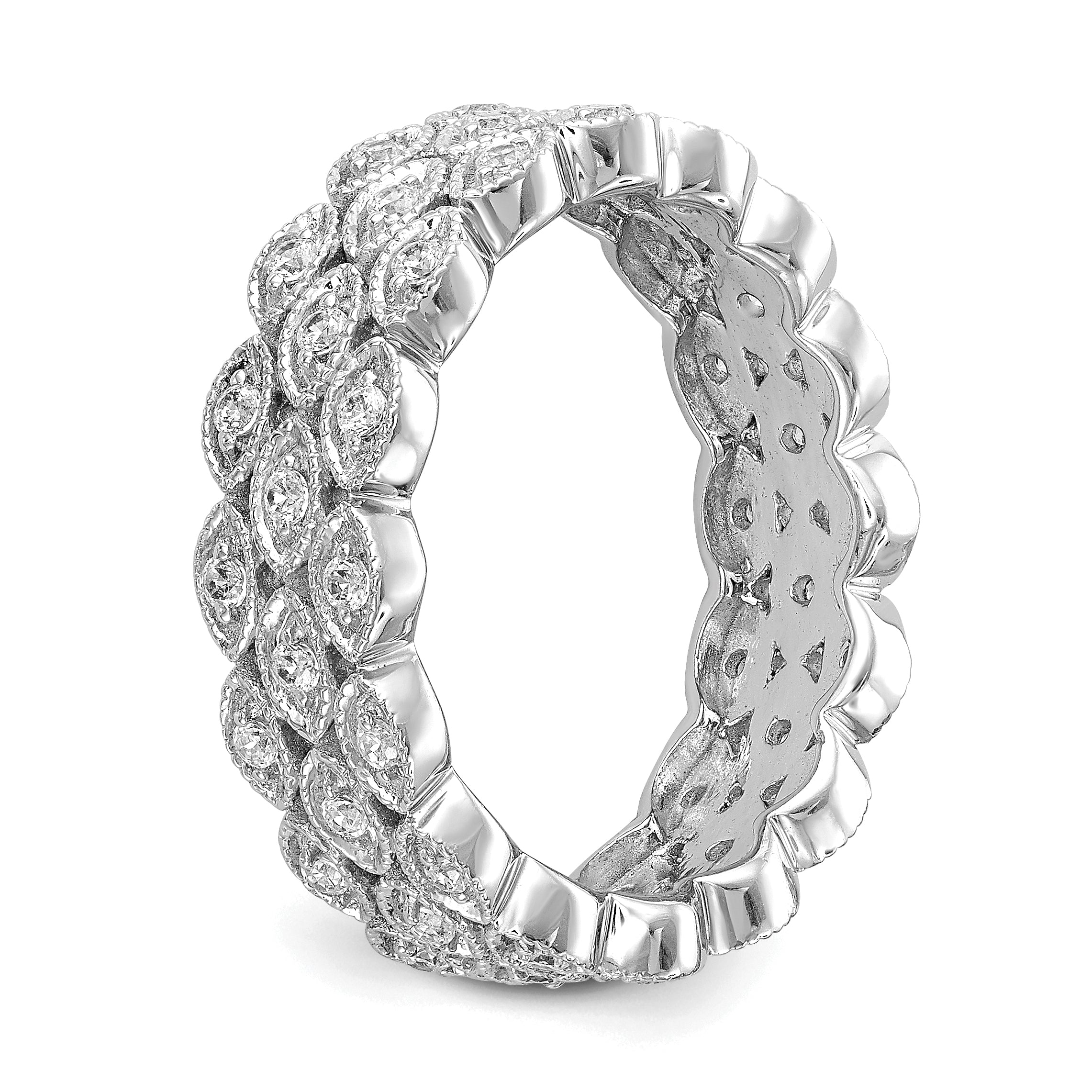 14k White Gold 1/2 carat Lab Grown Diamond VS/SI+ G+ Triple Row Marquise Size 7 Eternity Band