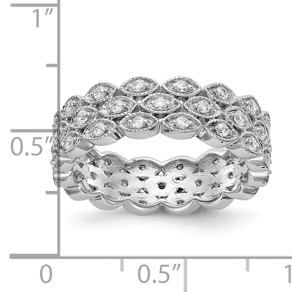 14k White Gold 1/2 carat Lab Grown Diamond VS/SI+ G+ Triple Row Marquise Size 7 Eternity Band
