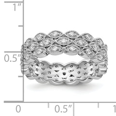 14k White Gold 1/2 carat Lab Grown Diamond VS/SI+ G+ Triple Row Marquise Size 7 Eternity Band