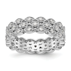 14k White Gold 1/2 carat Lab Grown Diamond VS/SI+ G+ Triple Row Marquise Size 7 Eternity Band