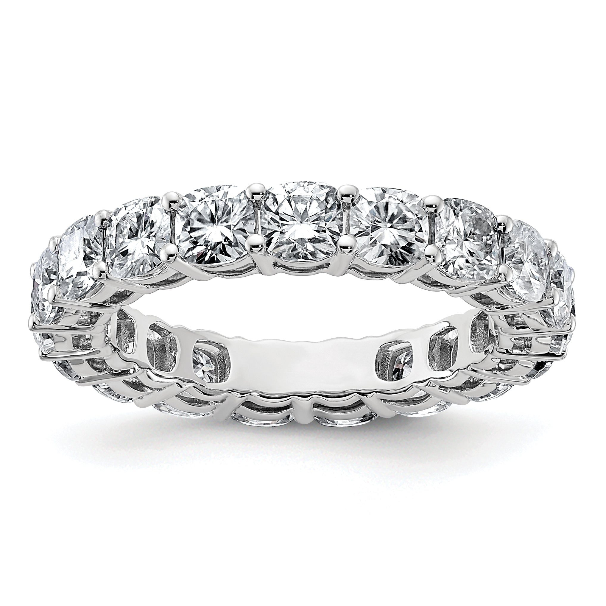 14k White Gold 3 5/8 carat Lab Grown Diamond VS/SI+ G+ Cushion Complete Size 7.5 Eternity Band