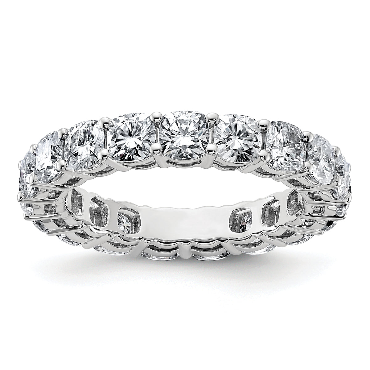 14k White Gold 3 5/8 carat Lab Grown Diamond VS/SI+ G+ Cushion Complete Size 7.5 Eternity Band