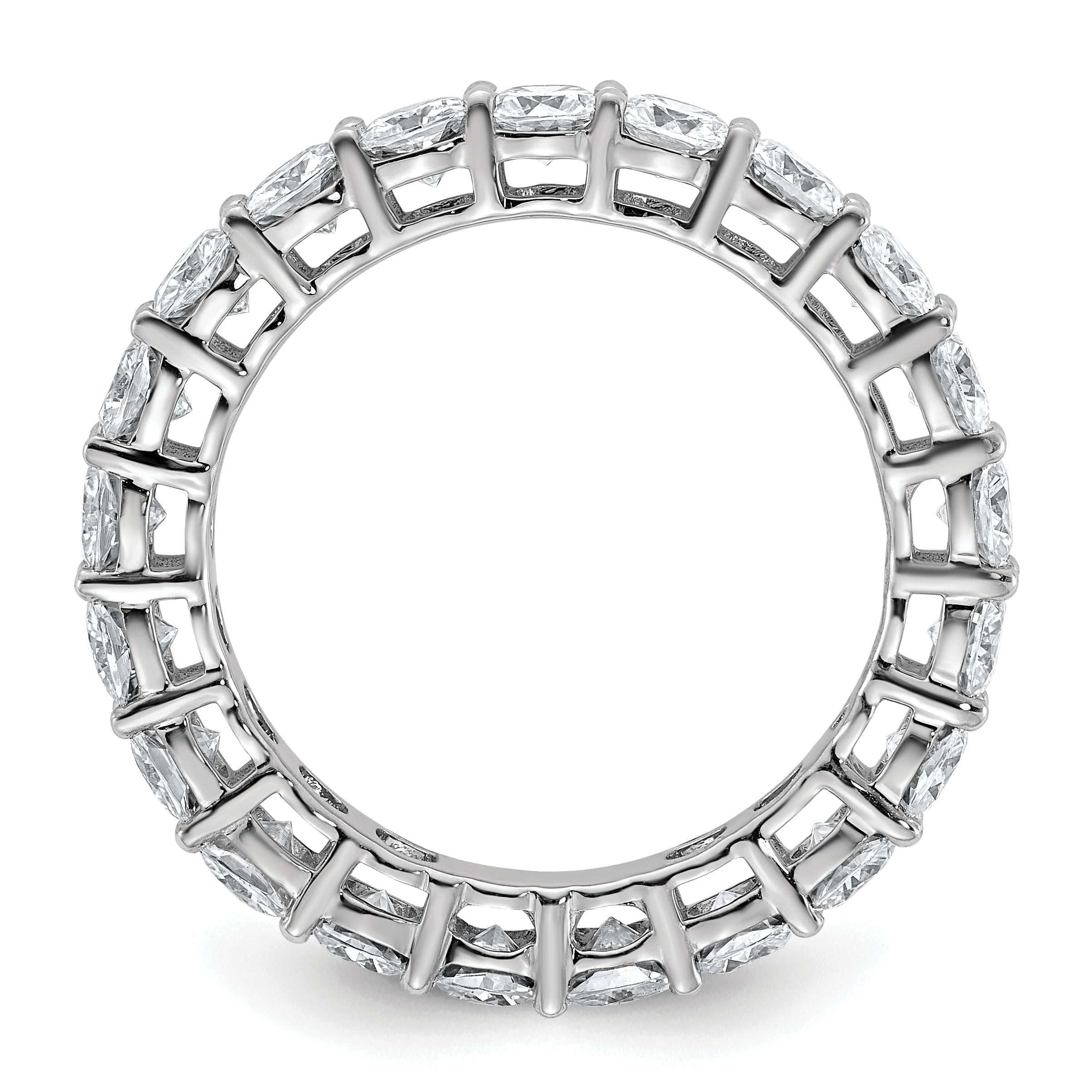 14k White Gold 3 5/8 carat Lab Grown Diamond VS/SI+ G+ Cushion Complete Size 9 Eternity Band