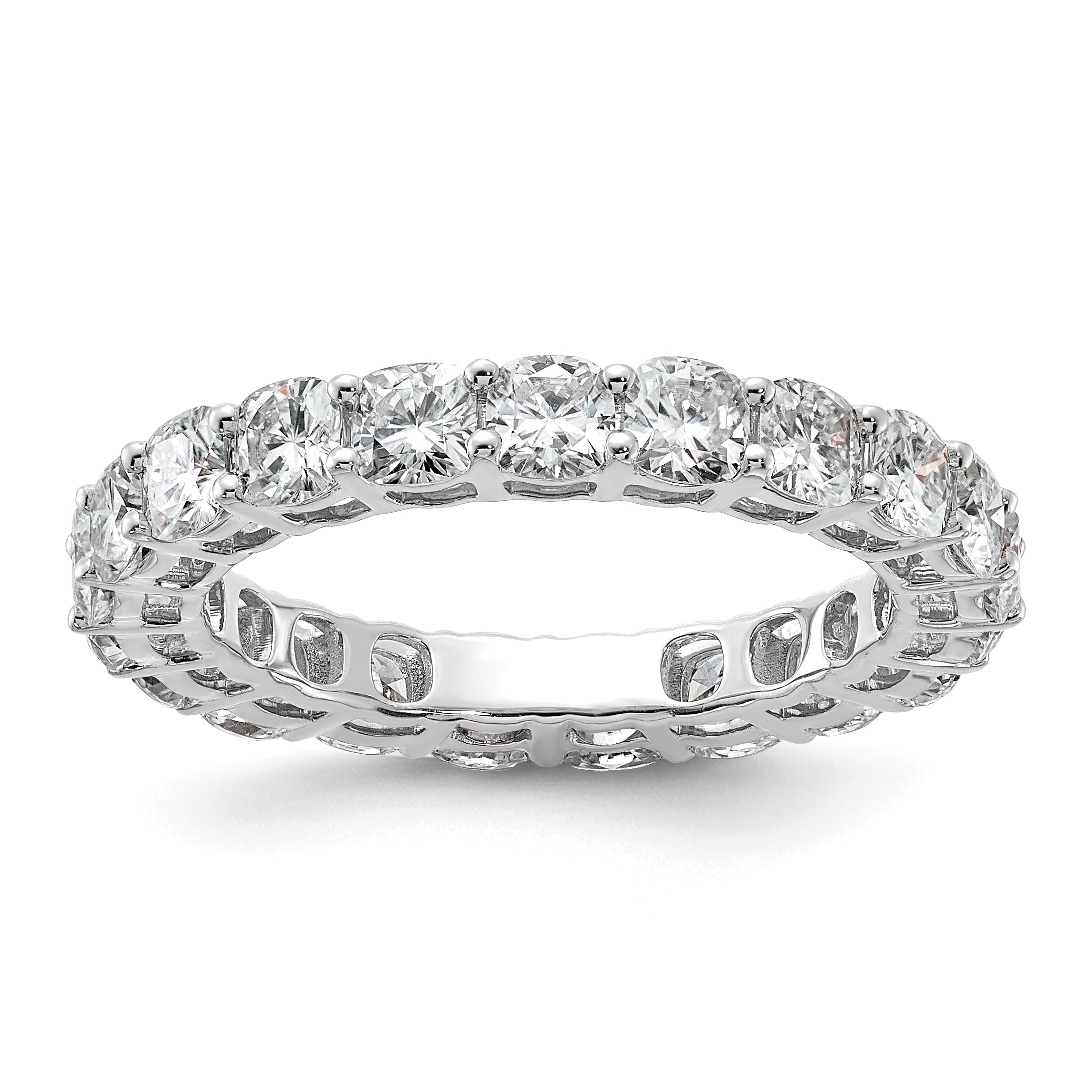 14k White Gold 3 5/8 carat Lab Grown Diamond VS/SI+ G+ Cushion Complete Size 9 Eternity Band
