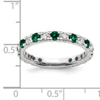 14k White Gold 7/8 carat Lab Grown Diamond VS/SI+ G+ and Lab Created Emerald Size 9 Eternity Band