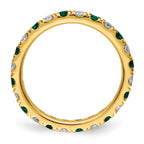 14k 7/8 carat Lab Grown Diamond VS/SI+ G+ and Lab Created Emerald Size 9 Eternity Band
