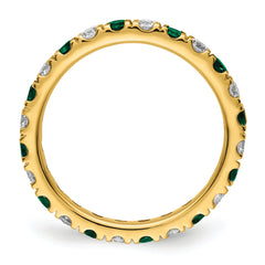 14k 7/8 carat Lab Grown Diamond VS/SI+ G+ and Lab Created Emerald Size 9 Eternity Band