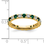 14k 7/8 carat Lab Grown Diamond VS/SI+ G+ and Lab Created Emerald Size 9 Eternity Band