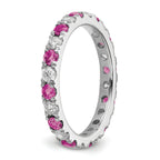 14k White Gold 7/8 carat Lab Grown Diamond VS/SI+ G+ and Lab Created Pink Sapphire Size 9 Eternity Band
