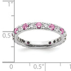 14k White Gold 7/8 carat Lab Grown Diamond VS/SI+ G+ and Lab Created Pink Sapphire Size 9 Eternity Band