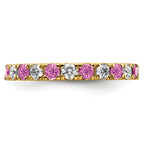 14k 7/8 carat Lab Grown Diamond VS/SI+ G+ and Lab Created Pink Sapphire Size 9 Eternity Band
