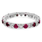 14k White Gold 7/8 carat Lab Grown Diamond VS/SI+ G+ and Lab Created Ruby Size 9 Eternity Band