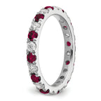 14k White Gold 7/8 carat Lab Grown Diamond VS/SI+ G+ and Lab Created Ruby Size 9 Eternity Band