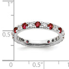 14k White Gold 7/8 carat Lab Grown Diamond VS/SI+ G+ and Lab Created Ruby Size 9 Eternity Band