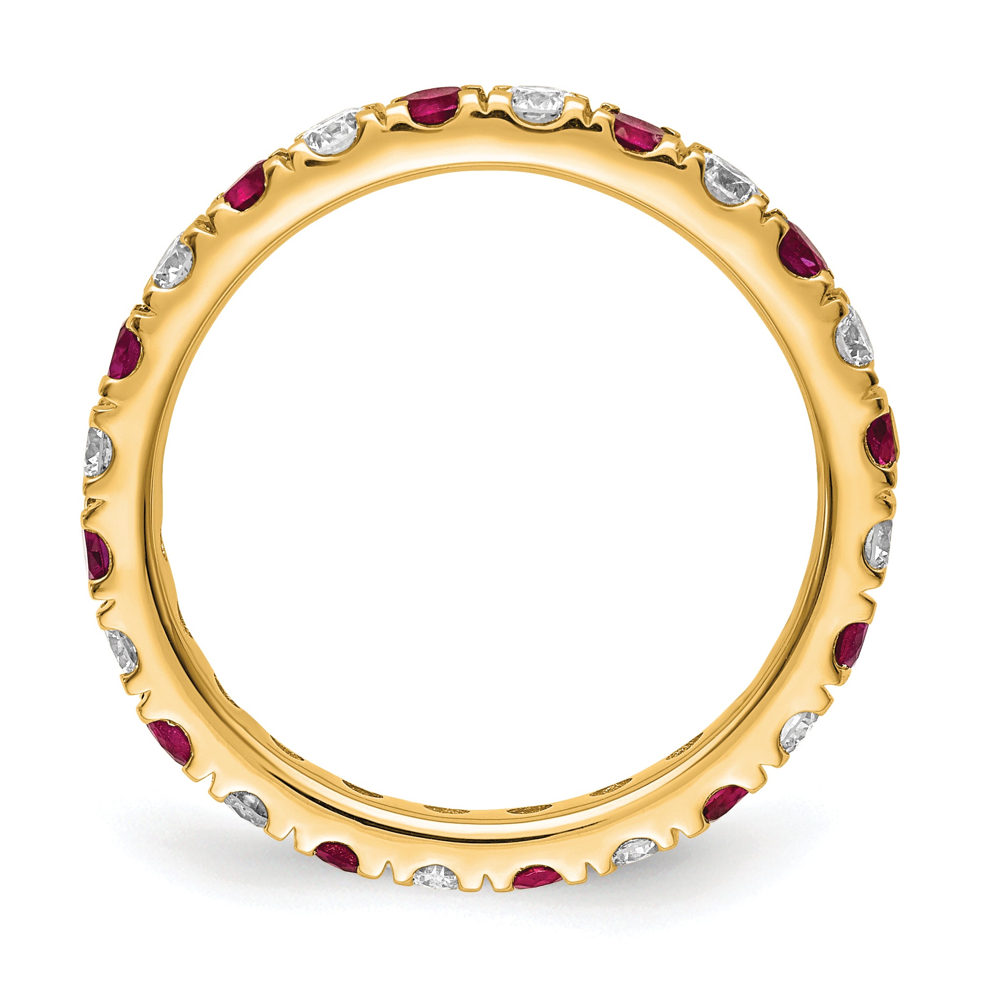 14k 3/4 carat Lab Grown Diamond VS/SI+ G+ and Lab Created Ruby Size 4 Eternity Band Secondary image