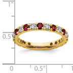 14k 7/8 carat Lab Grown Diamond VS/SI+ G+ and Lab Created Ruby Size 9 Eternity Band