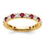 14k 7/8 carat Lab Grown Diamond VS/SI+ G+ and Lab Created Ruby Size 9 Eternity Band