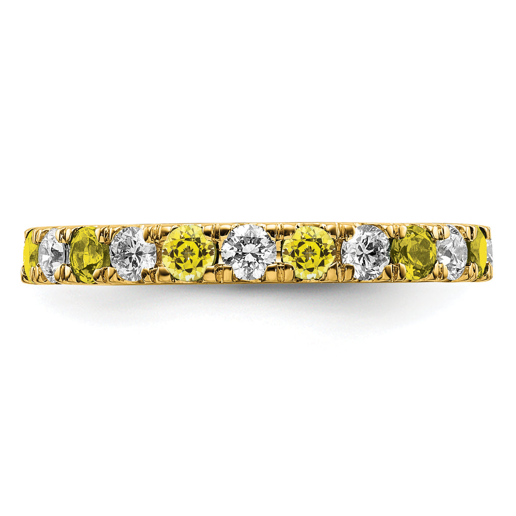 14k 7/8 carat Lab Grown Diamond VS/SI+ G+ and Lab Created Yellow Sapphire Size 8.5 Eternity Band
