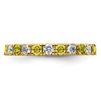14k 7/8 carat Lab Grown Diamond VS/SI+ G+ and Lab Created Yellow Sapphire Size 8.5 Eternity Band