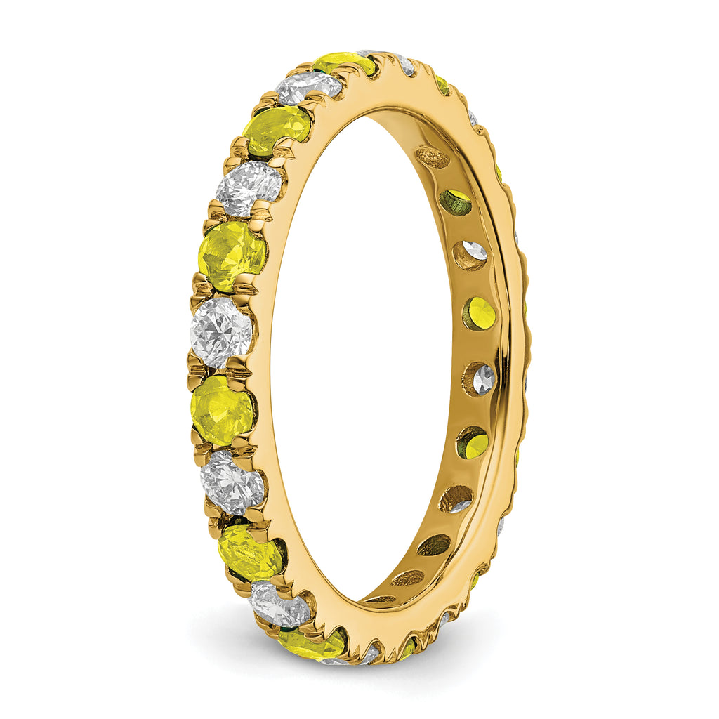 14k 7/8 carat Lab Grown Diamond VS/SI+ G+ and Lab Created Yellow Sapphire Size 8.5 Eternity Band