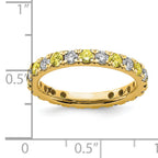 14k 7/8 carat Lab Grown Diamond VS/SI+ G+ and Lab Created Yellow Sapphire Size 8.5 Eternity Band