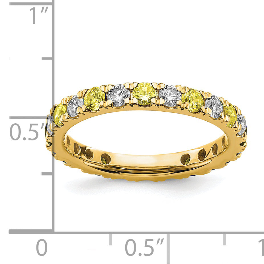 14k 7/8 carat Lab Grown Diamond VS/SI+ G+ and Lab Created Yellow Sapphire Size 8.5 Eternity Band