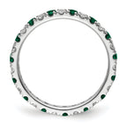 14k White Gold 1/2 carat Lab Grown Diamond VS/SI+ G+ and Lab Created Emerald Size 9 Eternity Band