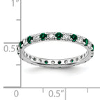 14k White Gold 1/2 carat Lab Grown Diamond VS/SI+ G+ and Lab Created Emerald Size 9 Eternity Band