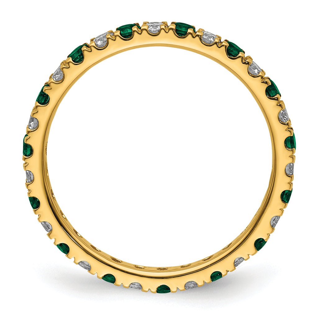 14k 1/2 carat Lab Grown Diamond VS/SI+ G+ and Lab Created Emerald Size 9 Eternity Band
