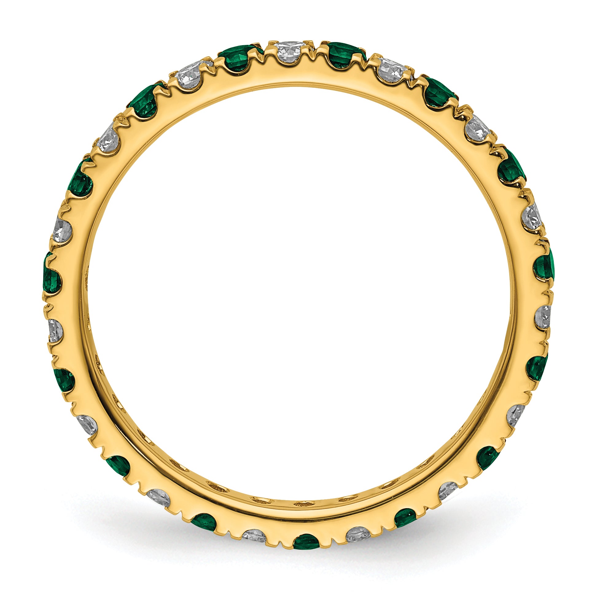 14k 1/2 carat Lab Grown Diamond VS/SI+ G+ and Lab Created Emerald Size 9 Eternity Band