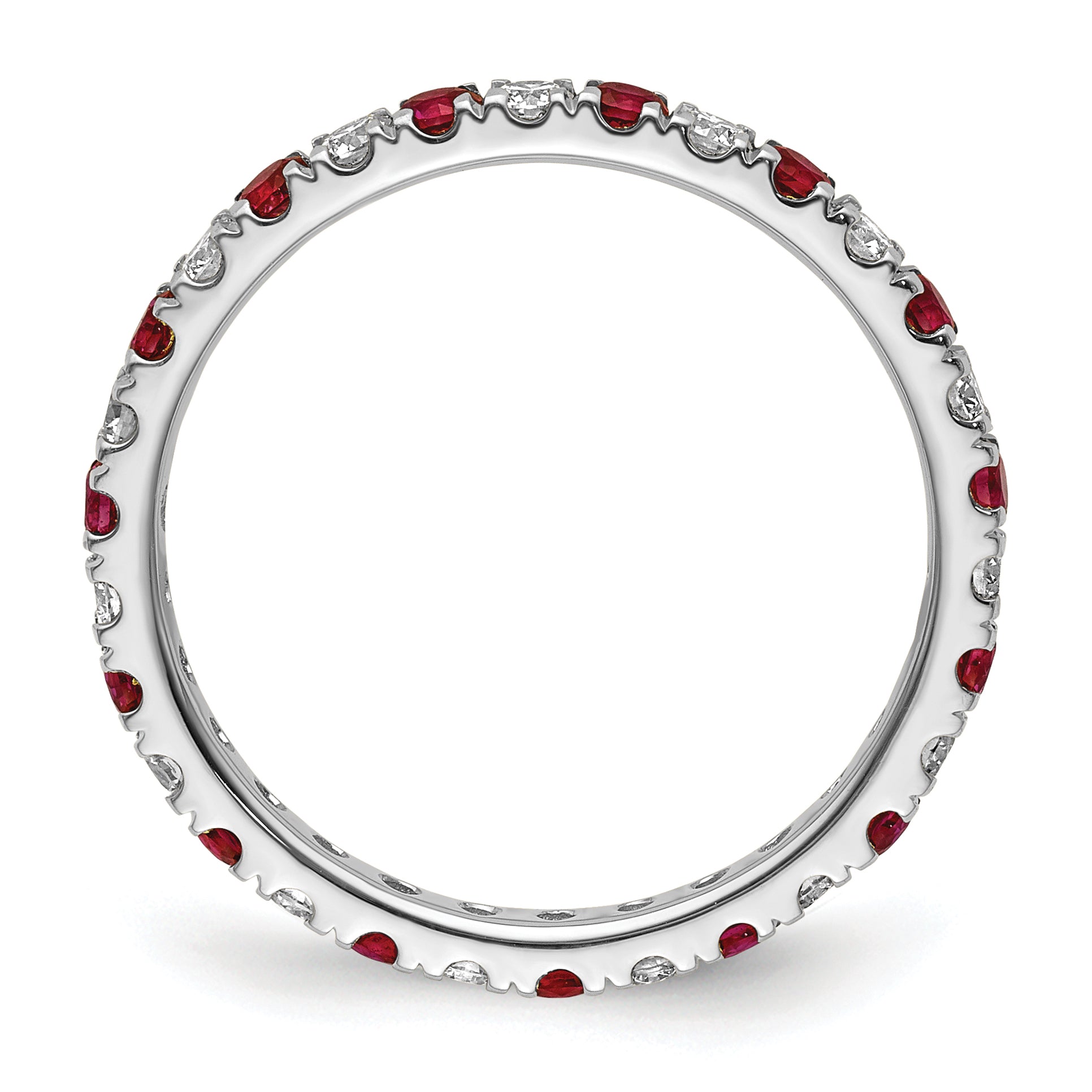 14k White Gold 3/8 carat Lab Grown Diamond VS/SI+ G+ and Lab Created Ruby Size 4 Eternity Band Secondary image