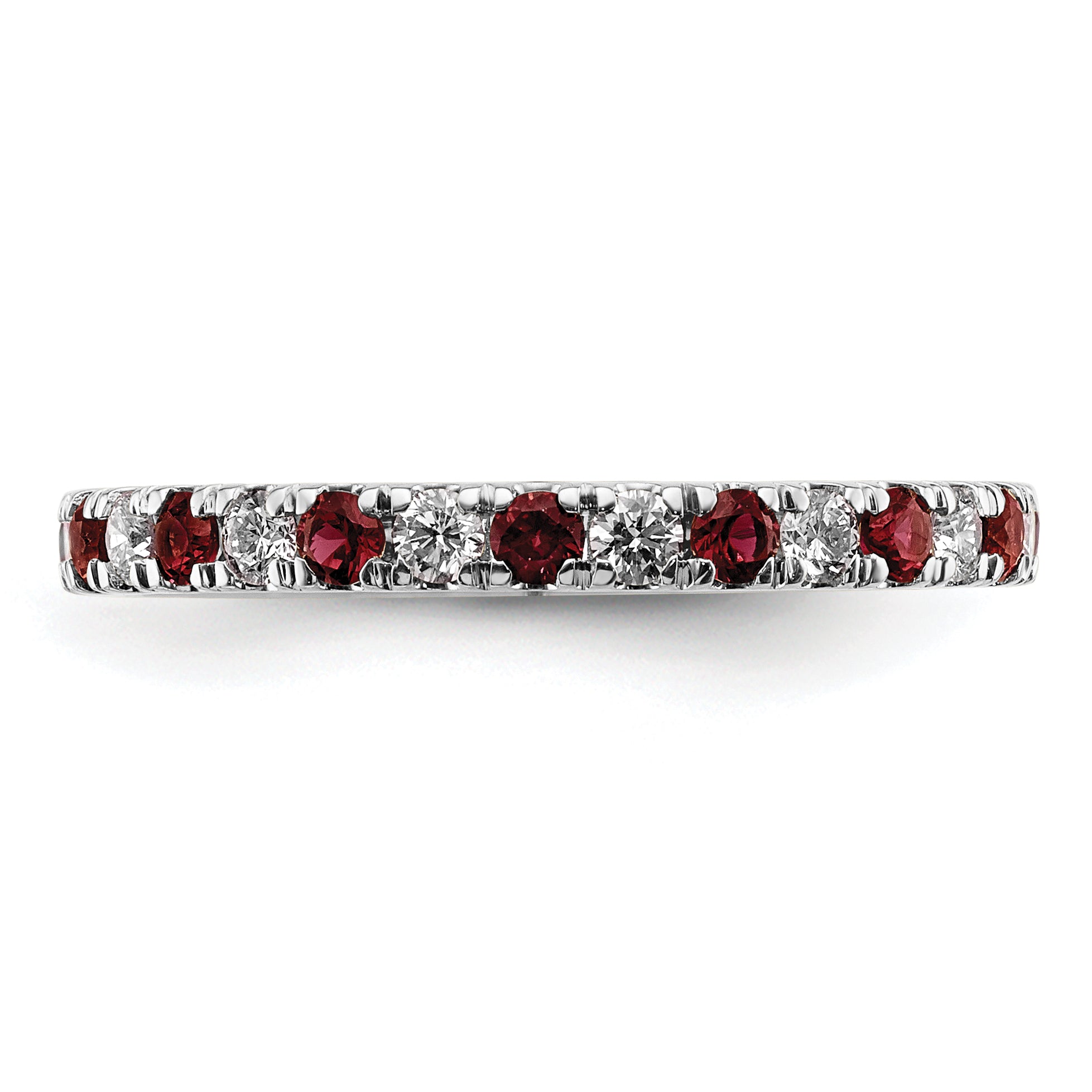 14k White Gold 1/2 carat Lab Grown Diamond VS/SI+ G+ and Lab Created Ruby Size 9 Eternity Band