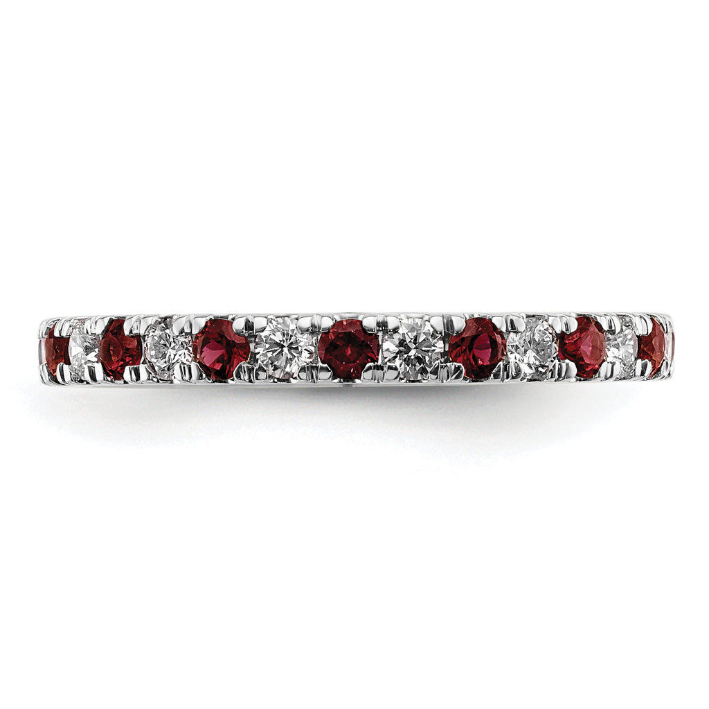 14k White Gold 1/2 carat Lab Grown Diamond VS/SI+ G+ and Lab Created Ruby Size 9 Eternity Band