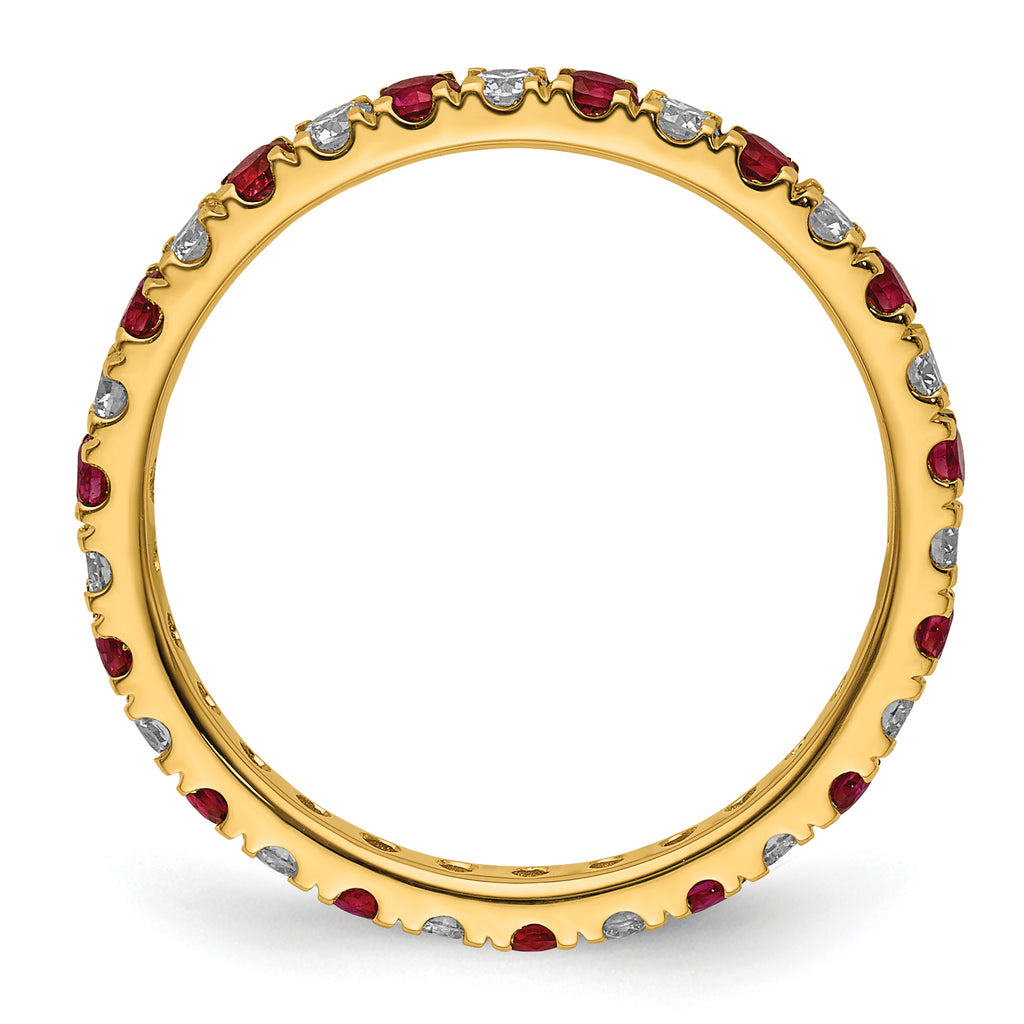 14k 1/2 carat Lab Grown Diamond VS/SI+ G+ and Lab Created Ruby Size 9 Eternity Band