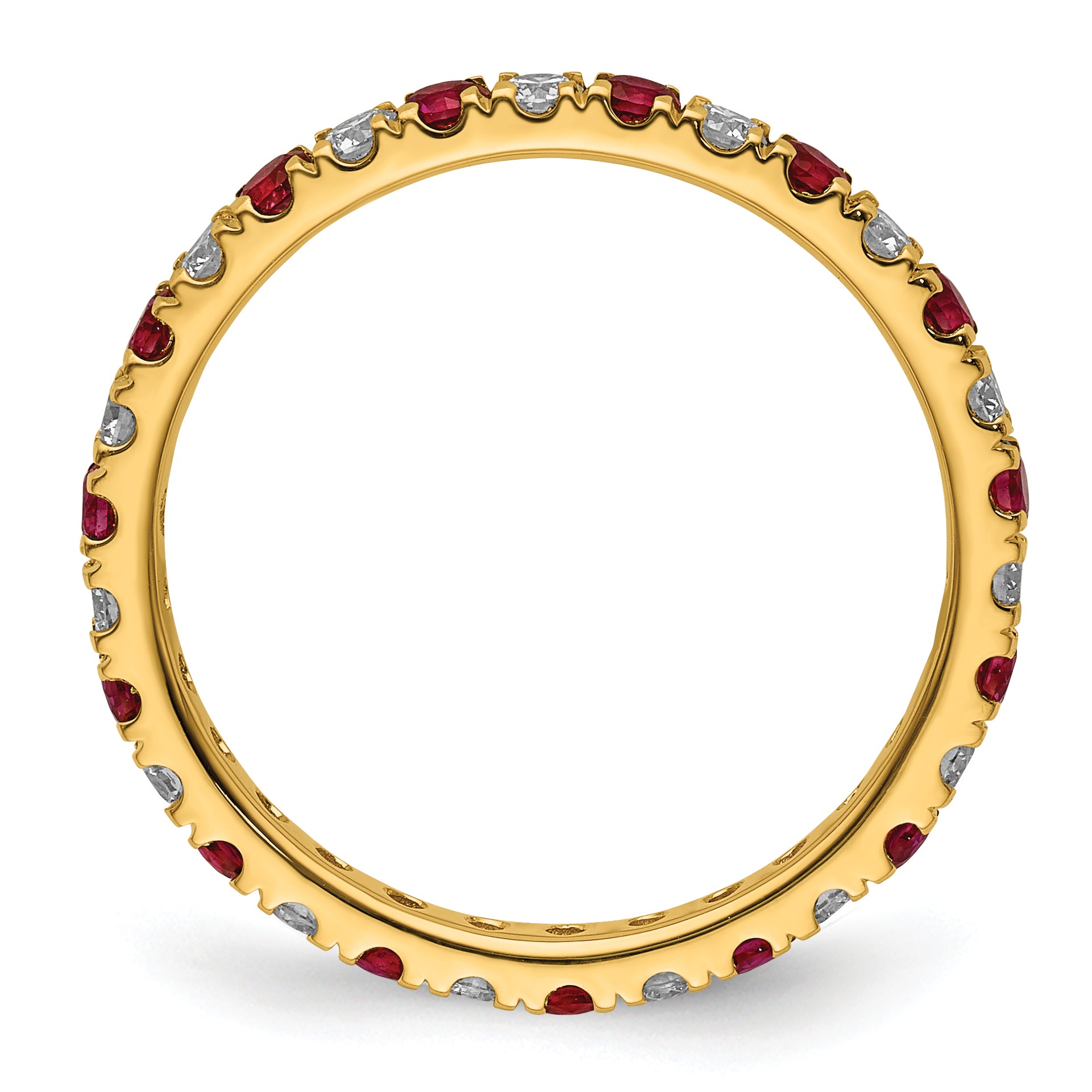14k 1/2 carat Lab Grown Diamond VS/SI+ G+ and Lab Created Ruby Size 9 Eternity Band