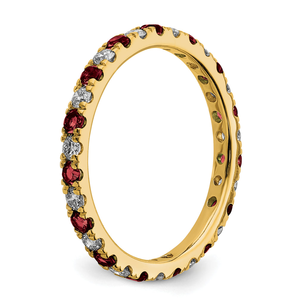 14k 1/2 carat Lab Grown Diamond VS/SI+ G+ and Lab Created Ruby Size 9 Eternity Band