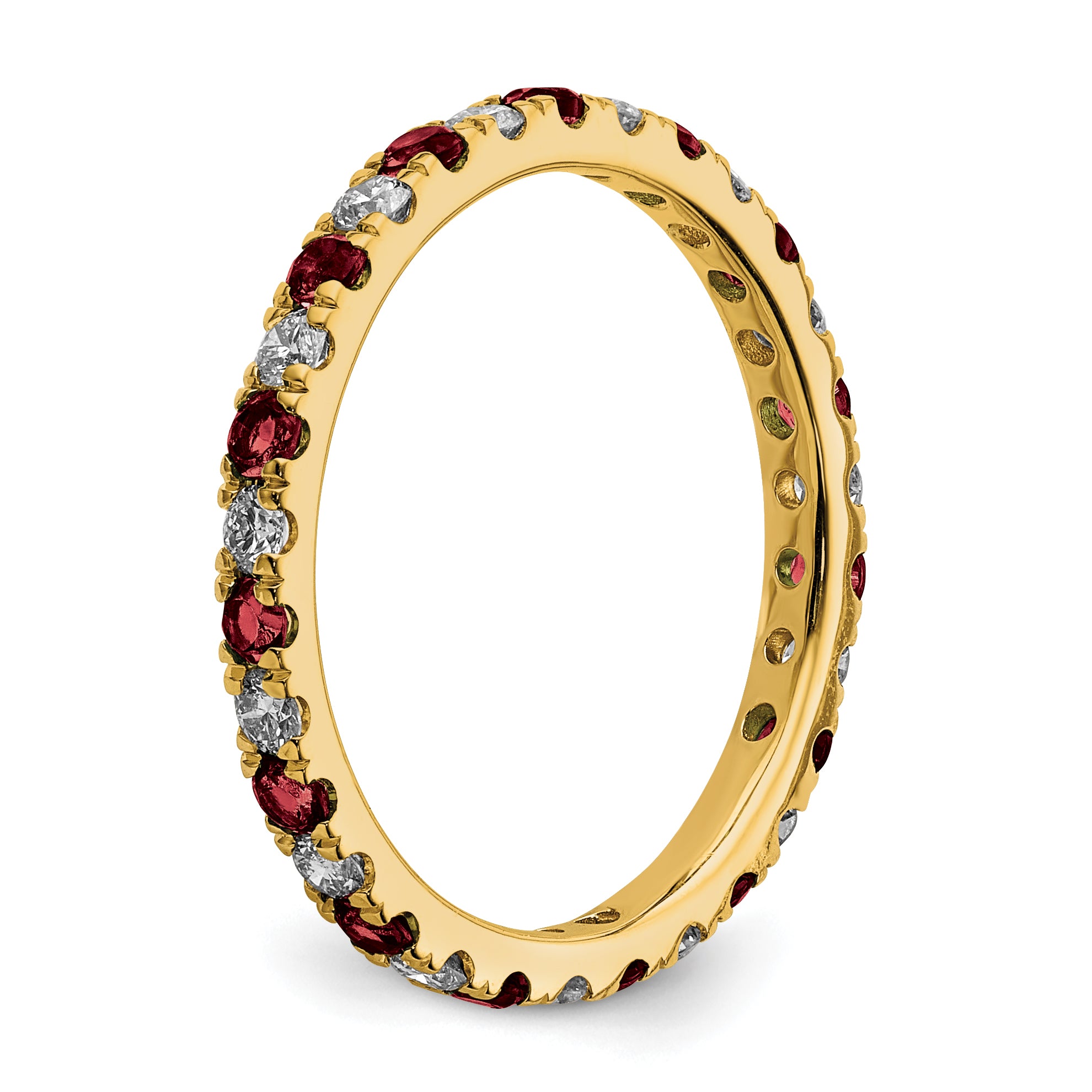 14k 1/2 carat Lab Grown Diamond VS/SI+ G+ and Lab Created Ruby Size 9 Eternity Band