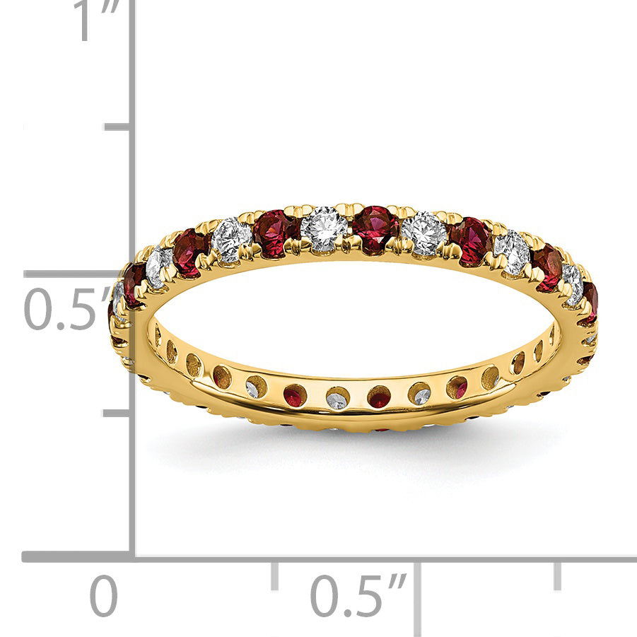 14k 1/2 carat Lab Grown Diamond VS/SI+ G+ and Lab Created Ruby Size 9 Eternity Band
