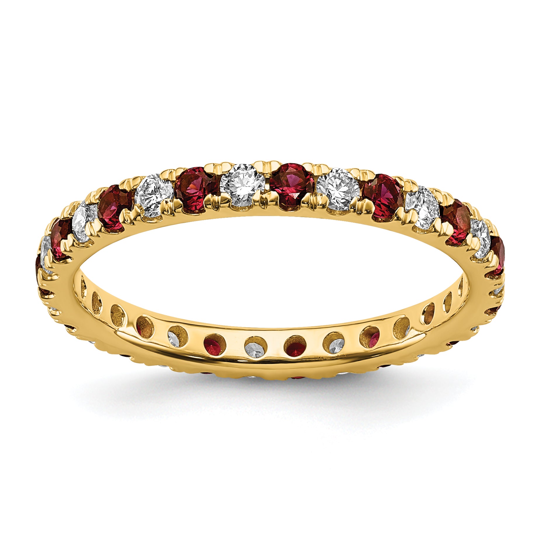 14k 1/2 carat Lab Grown Diamond VS/SI+ G+ and Lab Created Ruby Size 9 Eternity Band Main image