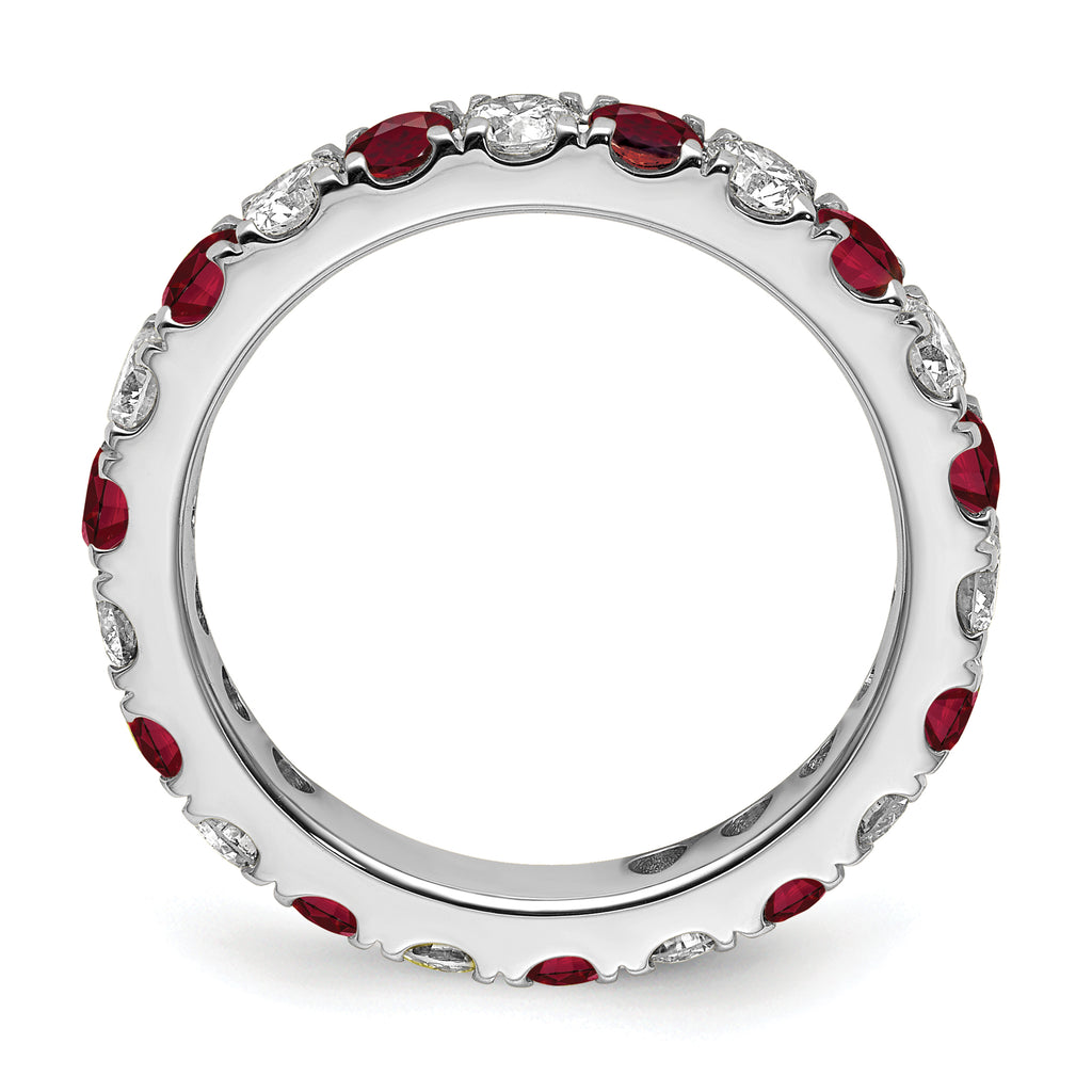 14k White Gold 1 1/5 carat Lab Grown Diamond VS/SI+ G+ and Lab Created Ruby Size 9 Eternity Band