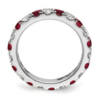 14k White Gold 1 1/5 carat Lab Grown Diamond VS/SI+ G+ and Lab Created Ruby Size 9 Eternity Band