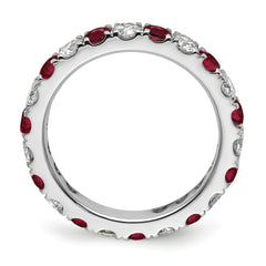 14k White Gold 1 1/5 carat Lab Grown Diamond VS/SI+ G+ and Lab Created Ruby Size 9 Eternity Band