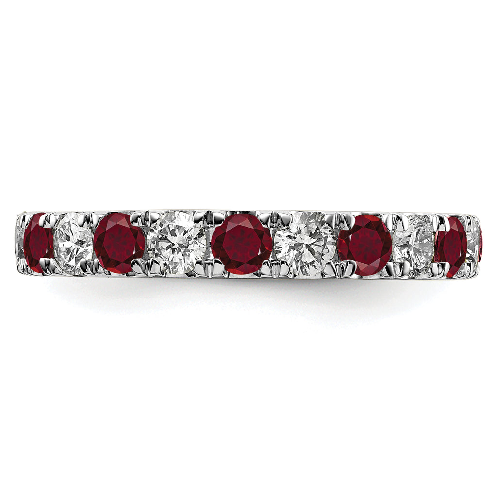 14k White Gold 1 1/5 carat Lab Grown Diamond VS/SI+ G+ and Lab Created Ruby Size 9 Eternity Band