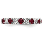 14k White Gold 1 1/5 carat Lab Grown Diamond VS/SI+ G+ and Lab Created Ruby Size 9 Eternity Band