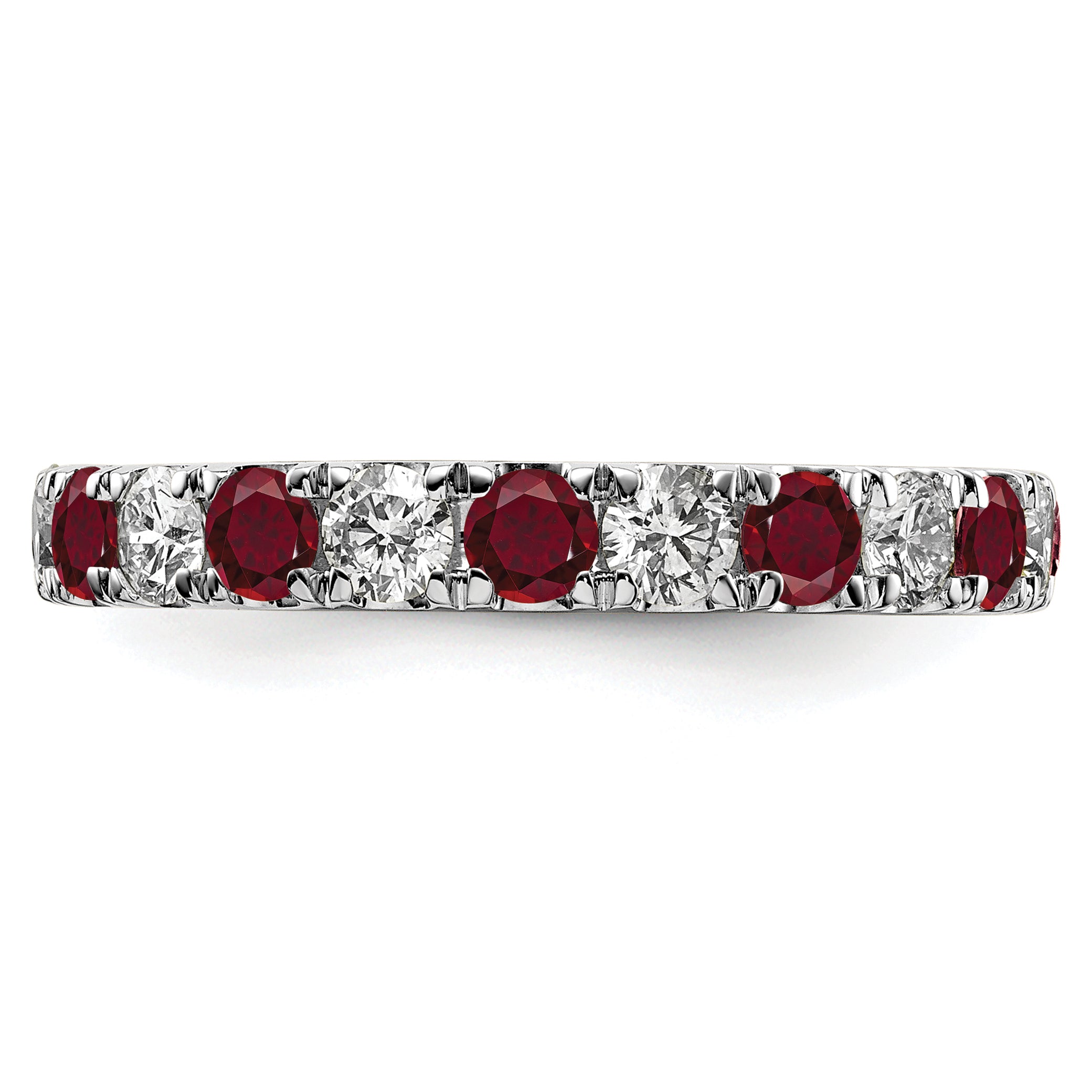 14k White Gold 1 1/5 carat Lab Grown Diamond VS/SI+ G+ and Lab Created Ruby Size 9 Eternity Band