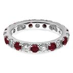 14k White Gold 1 1/5 carat Lab Grown Diamond VS/SI+ G+ and Lab Created Ruby Size 9 Eternity Band