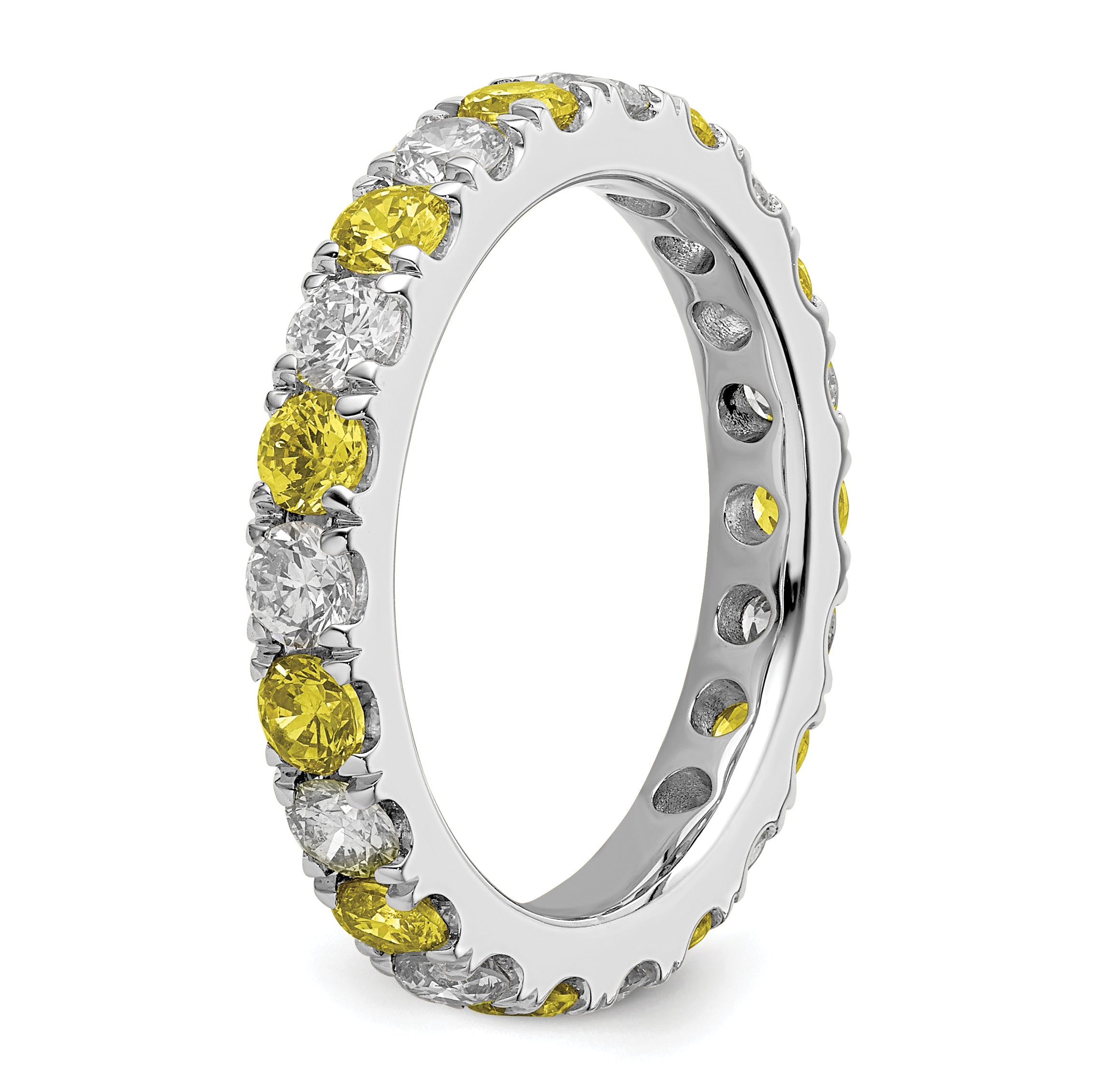 14k White Gold 1 1/5 carat Lab Grown Diamond VS/SI+ G+ and Lab Created Ruby Size 9 Eternity Band